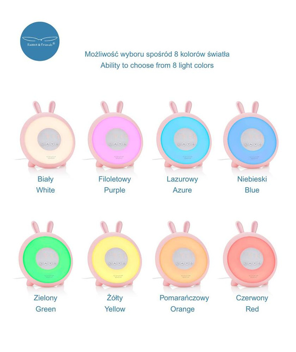 Lampka budzik różowy Królik Rabbit & Friends