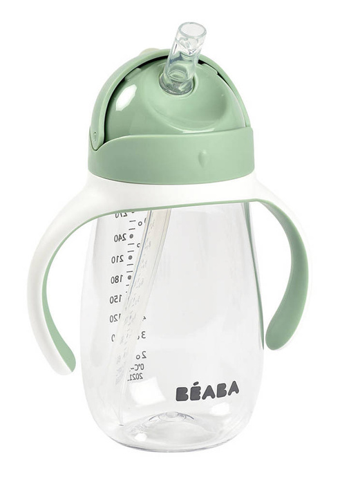 Butelka tritanowa ze słomką Kubek niekapek 300 ml Sage green Beaba