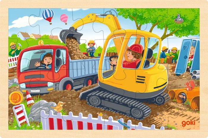 Puzzle z drewna Koparka 24 el. Goki