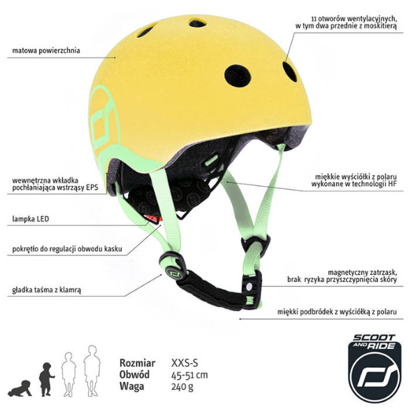 SCOOTANDRIDE Kask + Highwaykick1 2w1 jeździk i hulajnoga Zestaw Lemon