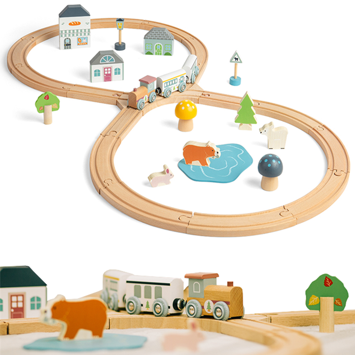 Kolejka drewniana pociąg ósemka Leśne zwierzęta Bigjigs Toys