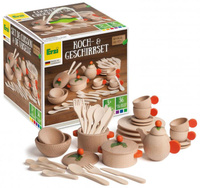 Zestaw akcesoriów kuchennych z drewna do gotowania i kreatywnej zabawy dla dzieci Erzi