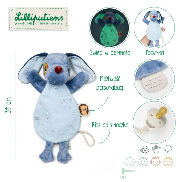 Lilliputiens Przytulanka do spania Piesek Jules Komforter i Pacynka dla niemowląt