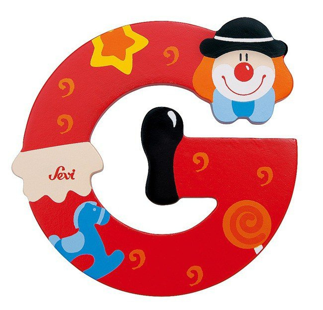 Drewniana literka G, Clown