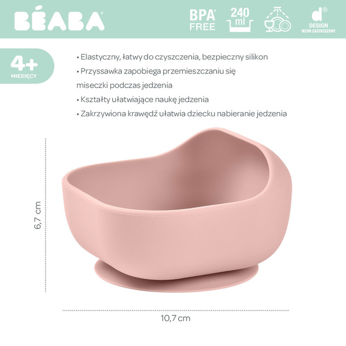 Beaba Silikonowa miseczka z przyssawką pink
