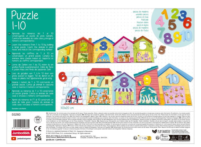 Puzzle dla dzieci Domki zwierzęta i nauka liczenia 1-10 Goula