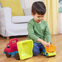 Zestaw 2 kolorowych ciężarówek wywrotek dla dzieci Grab-n-Go Truck Set B.Toys