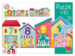Puzzle dla dzieci Domki zwierzęta i nauka liczenia 1-10 Goula