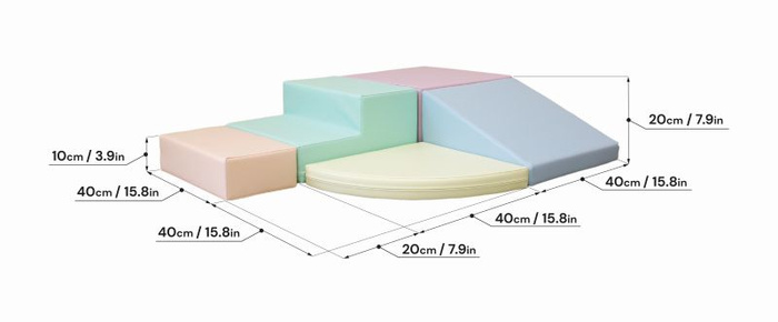 Duże klocki piankowe do wspinaczki i aktywnej zabawy dla dzieci zestaw pastelowy Corner Climber IGLU
