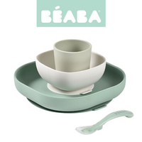 Komplet naczyń z silikonu z przyssawką Sage Green Beaba