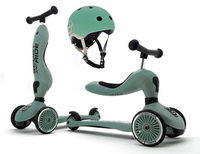 SCOOTANDRIDE Kask + Highwaykick1 2w1 jeździk i hulajnoga Zestaw Forest