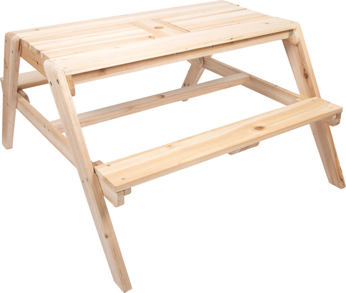 Drewniany stolik ogrodowy dla dzieci z ławką z chowanymi pojemnikami Small Foot