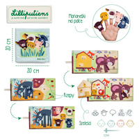 Lilliputiens Książeczka aktywizująca z mini-pacynkami Młode zwierzątka dla niemowląt i maluchów