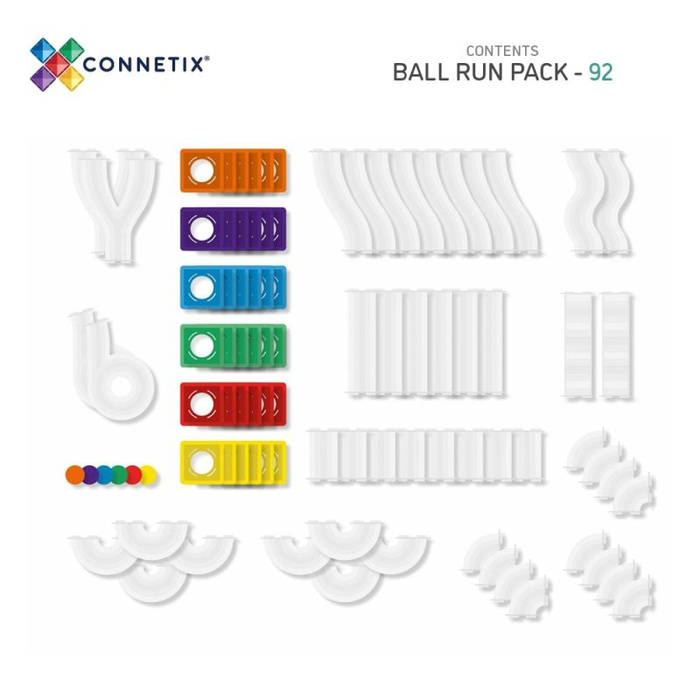 Klocki magnetyczne kulodrom Rainbow Ball Run Pack 92 el. Connetix