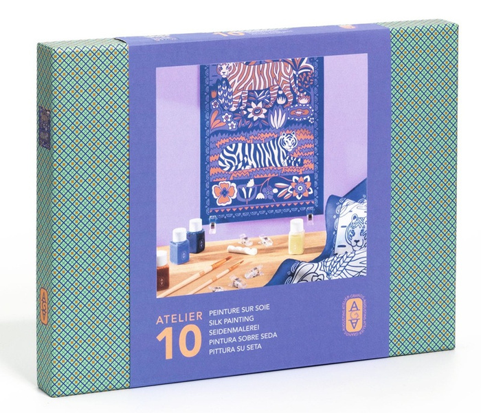 Djeco Atelier Grands Augustins Zestaw artystyczny Atelier 10 Tygrysy na jedwabiu