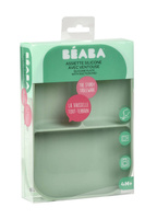 Talerzyk trójdzielny dla dziecka silikonowy z przyssawką Sage green Beaba