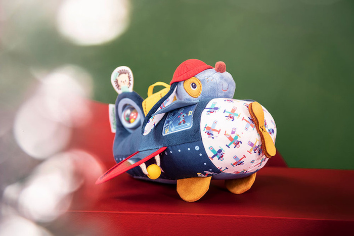 Lilliputiens Piesek Jules Przytulanka aktywizująca Samolot Zabawka sensoryczna i edukacyjna