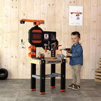 SMOBY Black&Decker Warsztat z dźwigiem + 94 Akcesoria Zestaw dla małych majsterkowiczów