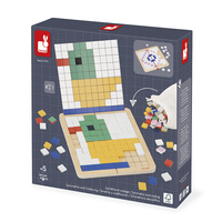 Drewniana układanka mozaika piksele symetria i kodowanie 4w1 Janod