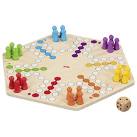 Ludo chińczyk podwójna drewniana gra planszowa dla 6 i 4 graczy Goki