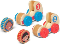 Dwa samochodziki drewniane z krążkami GO Tots Melissa & Doug