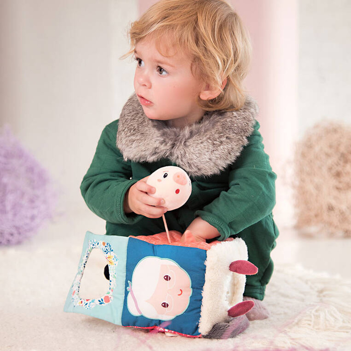 Wielofunkcyjna kostka dźwiękowa angażująca zmysły Wilk Louis 9 m+ Lilliputiens