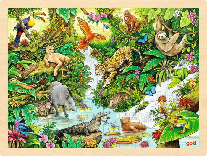 Drewniane puzzle dla dzieci Dżungla 96 el. Goki