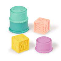 Miękkie kubeczki i klocki sensoryczne 2w1 dla dzieci Stackin’ Squishies B.Toys