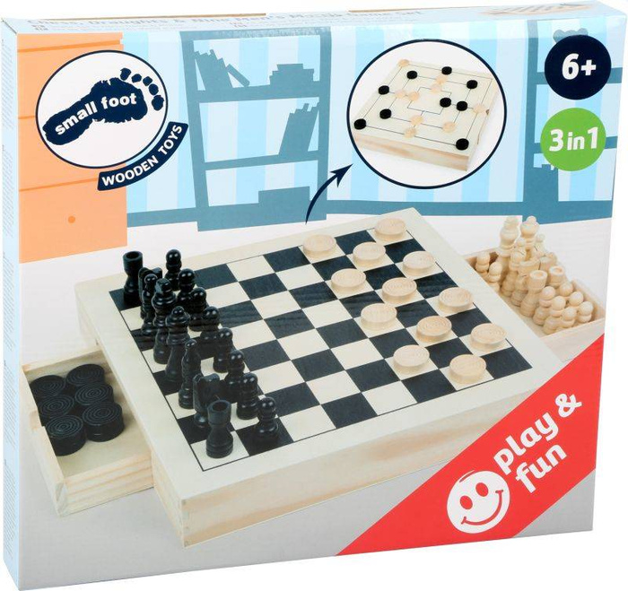 Zestaw gier szachy, warcaby, młynek Small Foot 