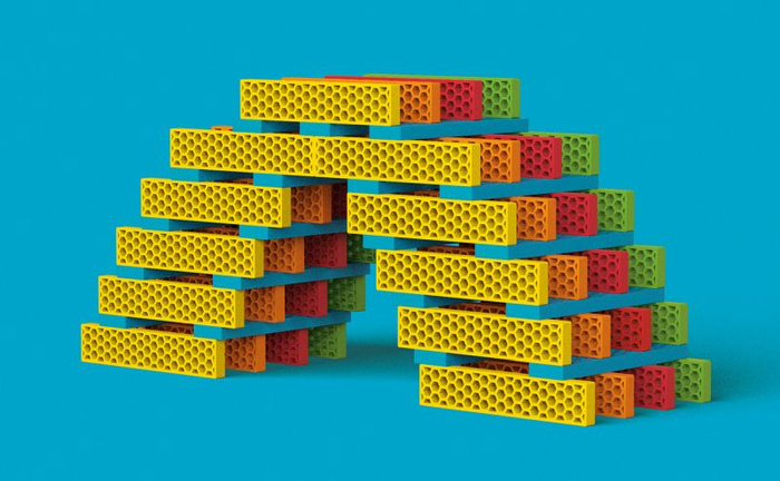 Klocki konstrukcyjne tęczowy Hello Box 100 elementów Bioblo