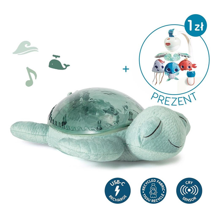 Cloud b®Tranquil Turtle™  Lampka i Pozytywka Żółw podwodny zielony dla niemowląt