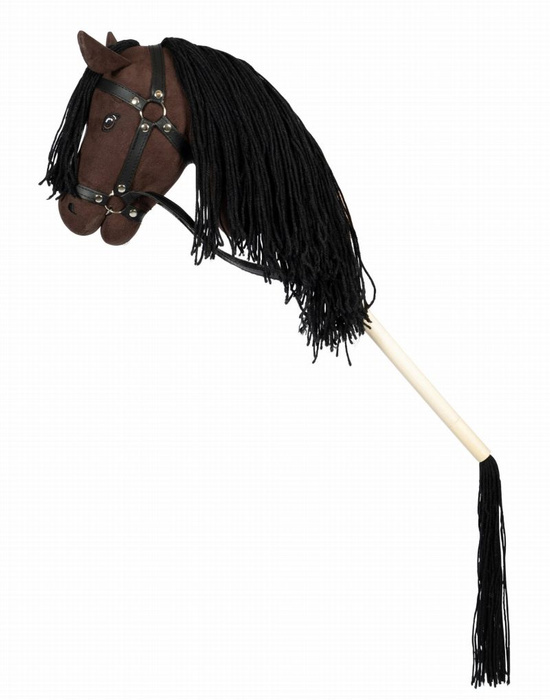 Koń na kiju brązowy i przeszkoda mur Zestaw do Hobby Horse do zabawy w domu i plenerze Astrup