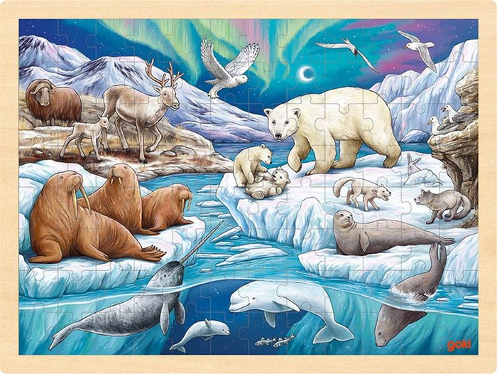 Puzzle drewniane dla dzieci Noc polarna Goki 96 el.