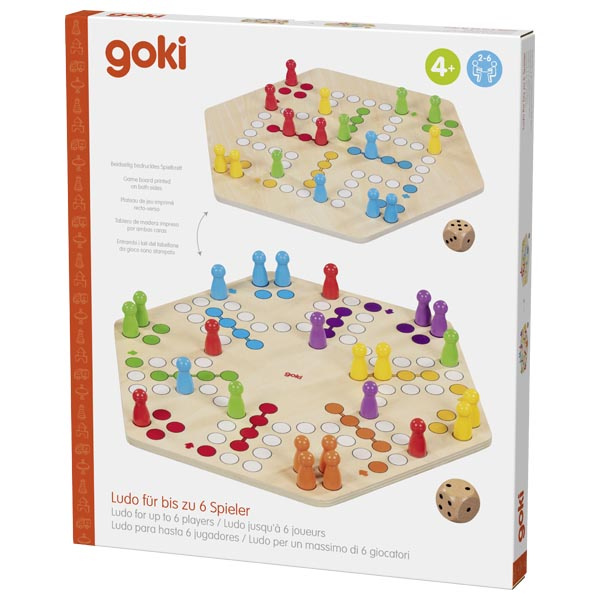 Ludo chińczyk podwójna drewniana gra planszowa dla 6 i 4 graczy Goki