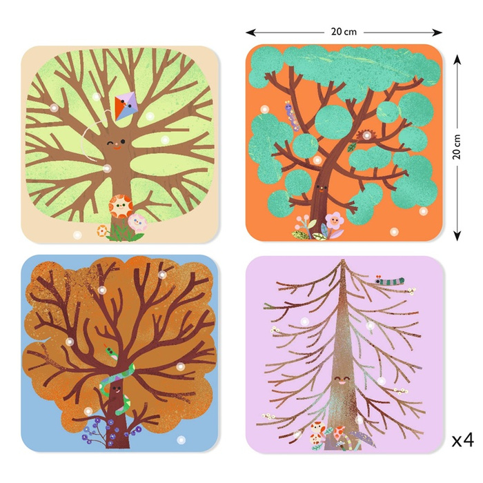 Djeco Drzewa kolorowe Ilustracje do ozdobienia kreatywna Zabawa plastyczna dla dzieci 3–6 lat