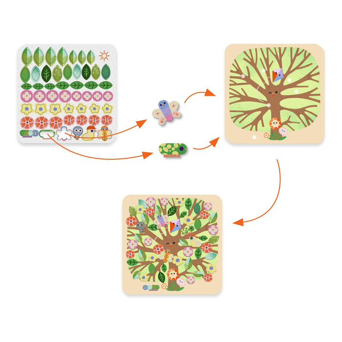 Djeco Drzewa kolorowe Ilustracje do ozdobienia kreatywna Zabawa plastyczna dla dzieci 3–6 lat