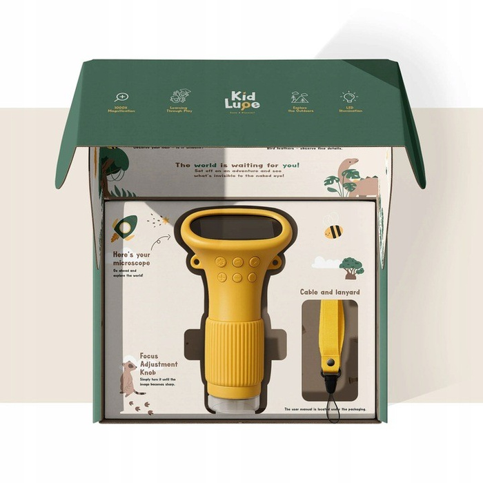 Mikroskop cyfrowy dla dzieci kieszonkowy KidLupe zielony z ekranem LCD Kidinex