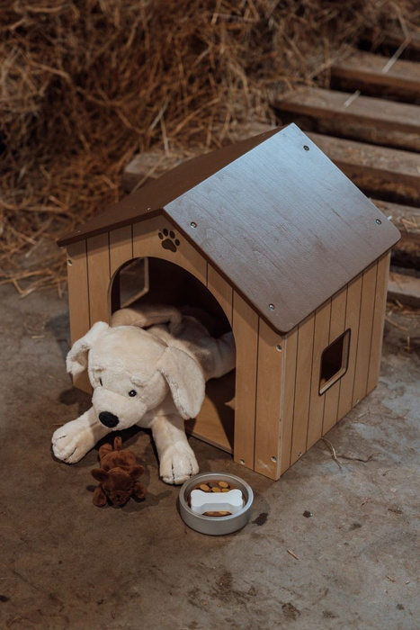 Domek drewniany z akcesoriami dla pluszowych piesków Astrup
