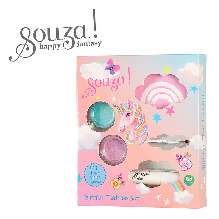 Jednorożec Tatuaże brokatowe z szablonami dla dzieci 12 el. Souza!