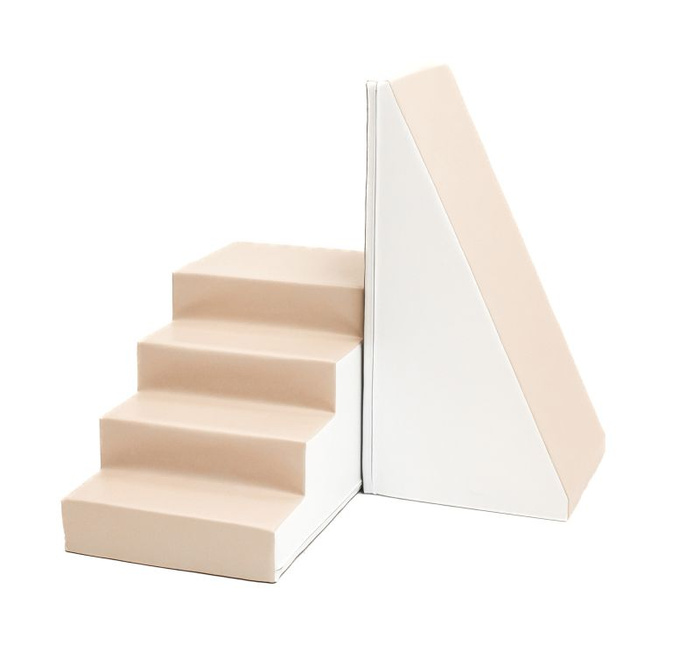 Duże klocki piankowe do wspinaczki i aktywnej zabawy dla dzieci schodki i ślizgawka zestaw beżowo biały Slider IGLU