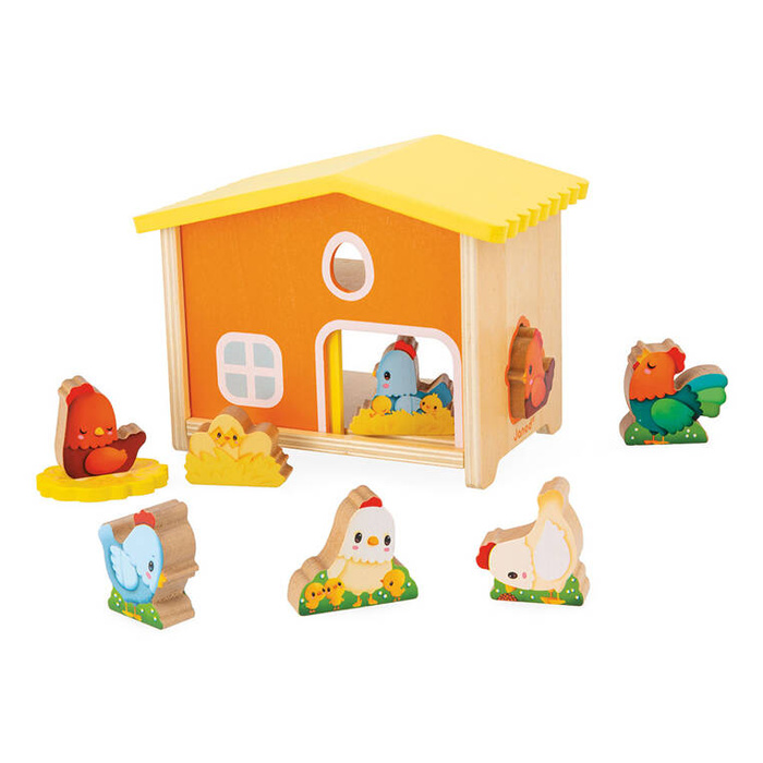 Zabawa w Farmę z drewnianym domkiem Mój pierwszy kurnik Janod