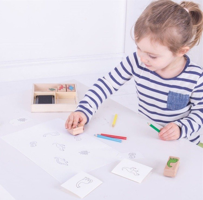 Zestaw do kolorowania z pieczątkami stempelki Dinozaury Bigjigs Toys