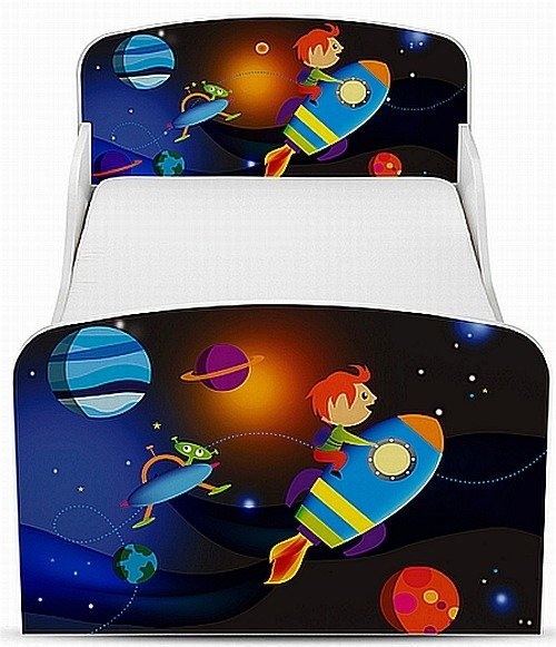 Drewniane łóżko dla dzieci "Kosmiczna przygoda"