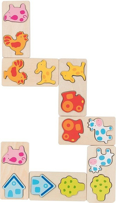 Drewniane domino dla dzieci Wioska 3D Goki