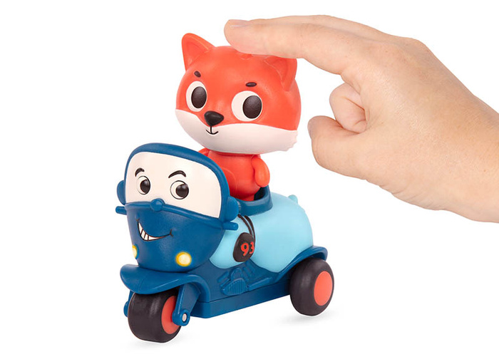 Zestaw 3 miękkich mini samochodzików sensorycznych światło i dźwięk Light Up Cars B.toys