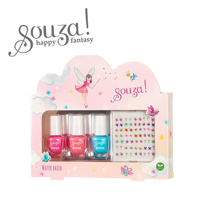 Zestaw 3 lakierów do paznokci dla dzieci z naklejkami Elf Souza!
