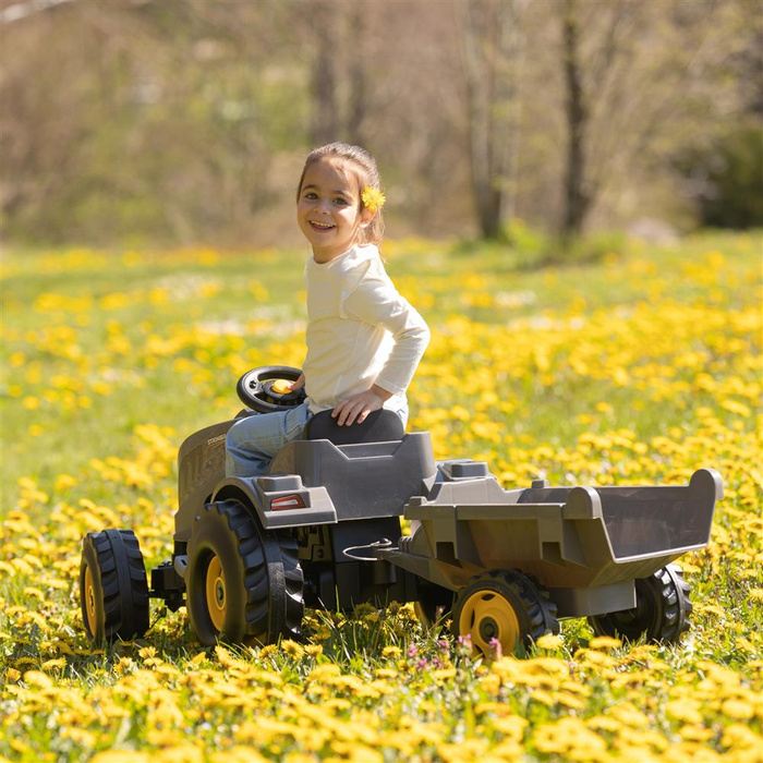 Smoby Traktor XXL szary na pedały z przyczepką solidny i funkcjonalny Pojazd dla dzieci