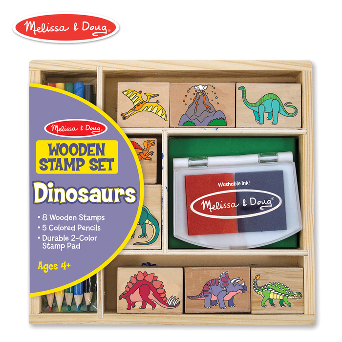 Zestaw pieczątek dla dzieci z kredkami Dinozaury Melissa and Doug