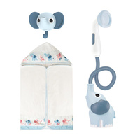 Niebieski słonik przenośny prysznic z szybkoschnącym ręcznikiem dla niemowląt Yookidoo 