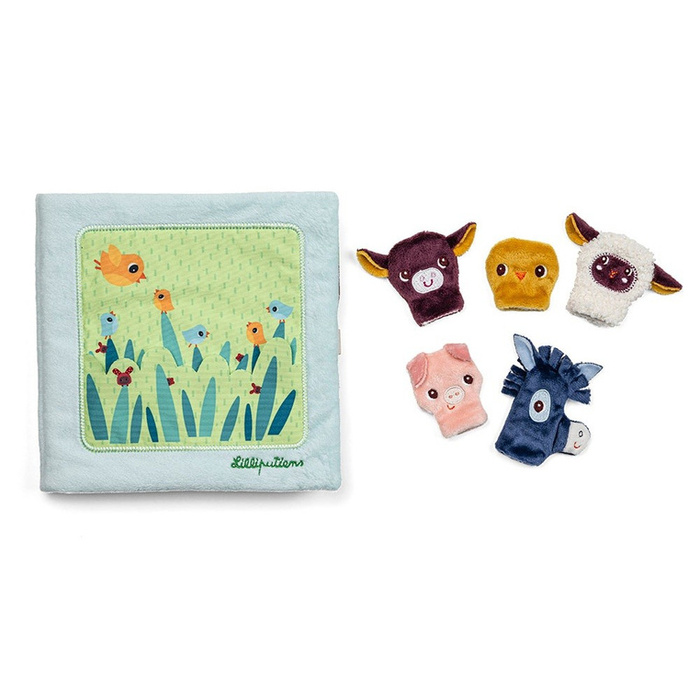 Lilliputiens Książeczka aktywizująca z mini-pacynkami Młode zwierzątka dla niemowląt i maluchów